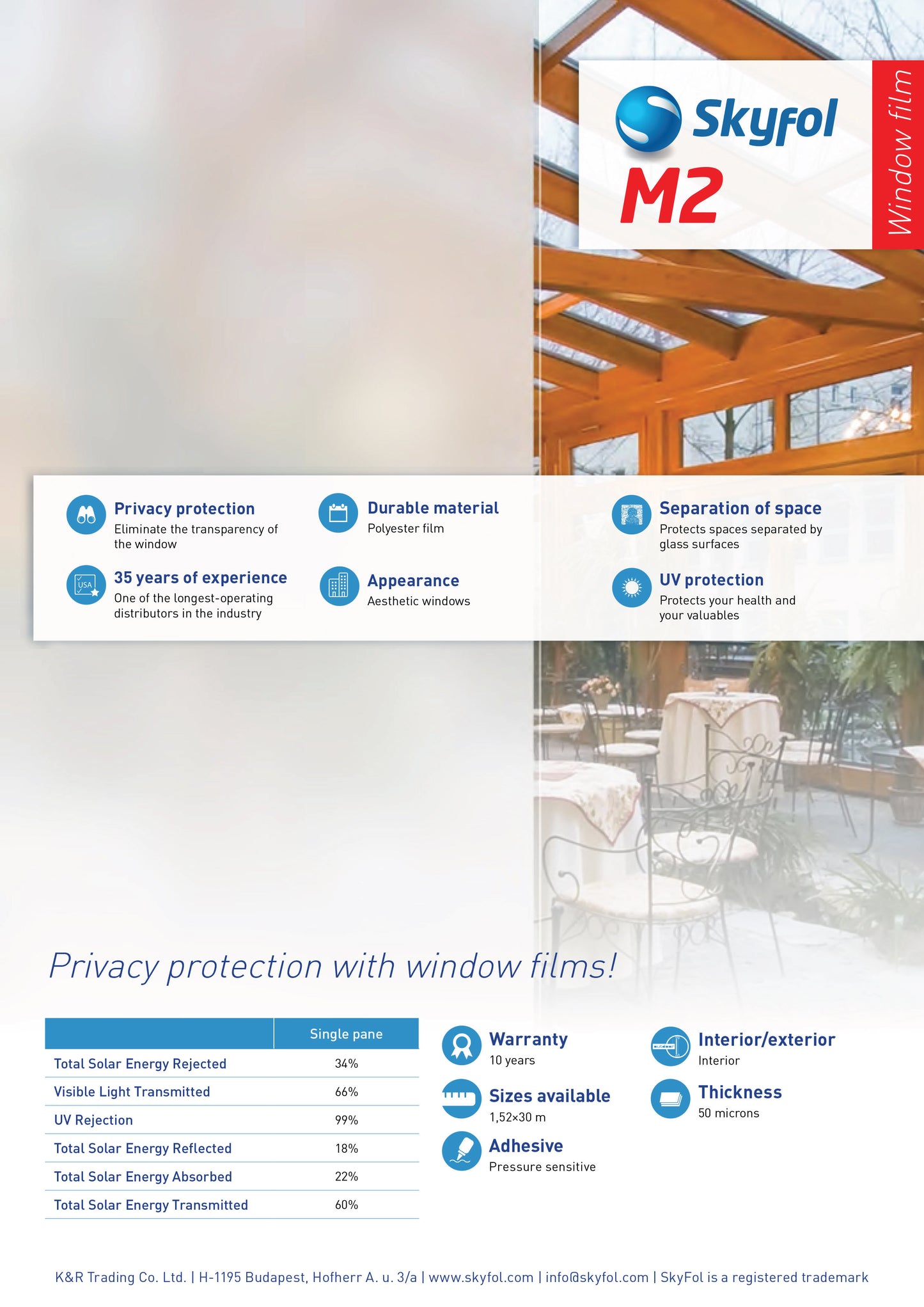 SkyFol Decour M2 - Matt vit frost film