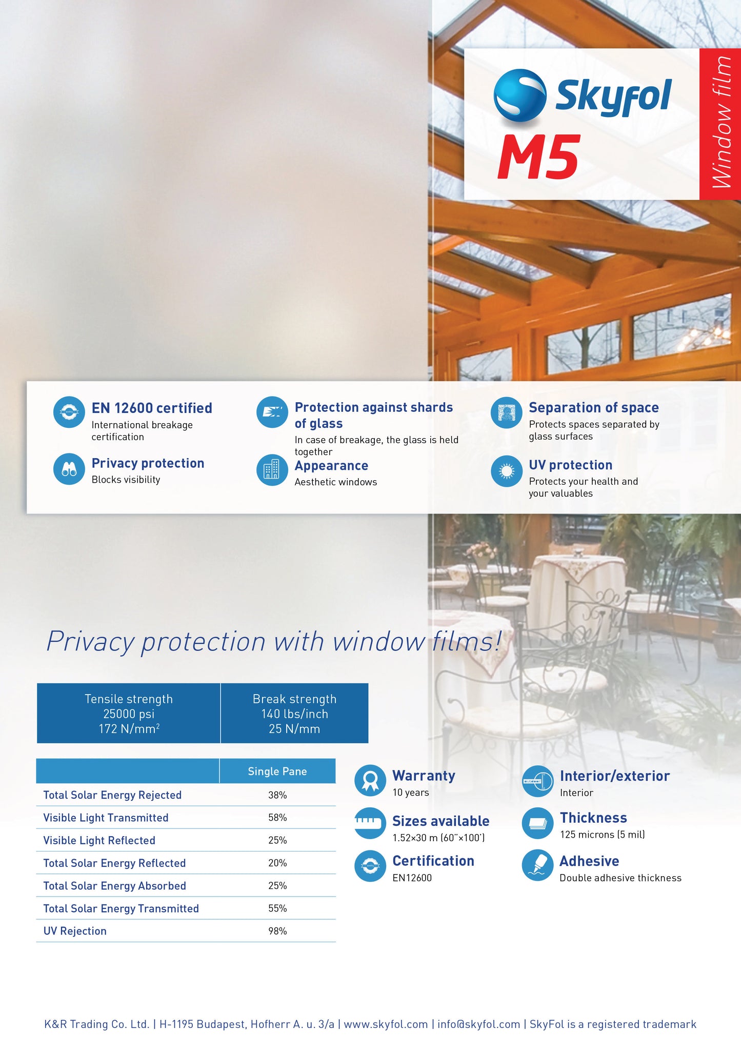 SkyFol Security M5 - Matt vit frost